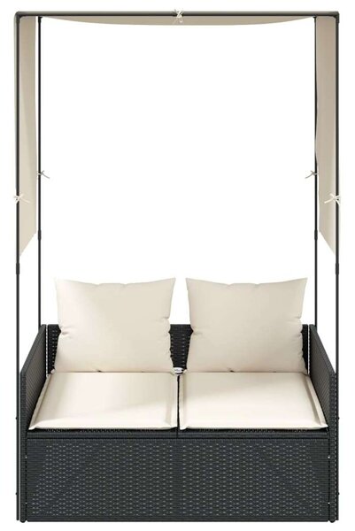 VidaXL Dupla Napozóágy - Polyrattan - Fekete - 118x110cm