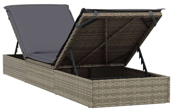 Polyrattan Napozóágy - Szürke - 201x55x62 cm