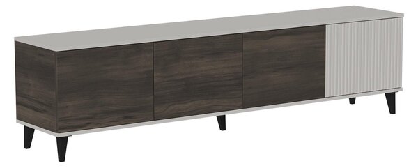TV-állvány Luelia 114, Közepes sűrűségű farostlemez, Laminált forgácslap, 52x200x40cm, Dió, Kasmír