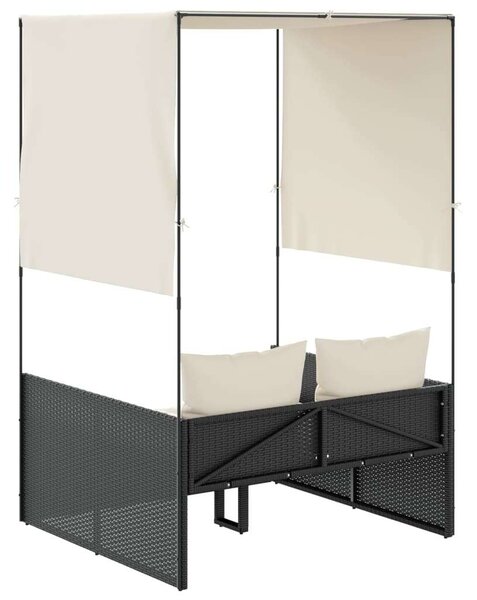 VidaXL Dupla Napozóágy - Polyrattan - Fekete - 118x110cm
