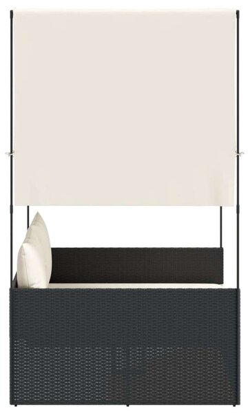 VidaXL Dupla Napozóágy - Polyrattan - Fekete - 118x110cm