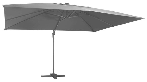 Antracit konzolos napernyő LED-del/alumínium rúddal 400x300 cm