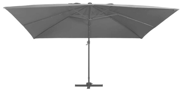 Antracit konzolos napernyő LED-del/alumínium rúddal 400x300 cm