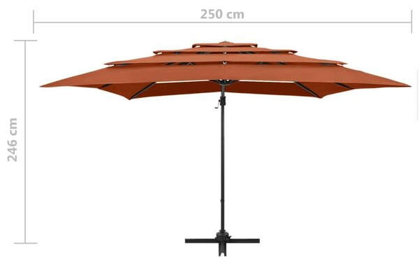4 Szintes Napernyő - Terrakotta - 250x250 cm
