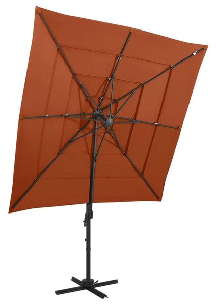 4 Szintes Napernyő - Terrakotta - 250x250 cm