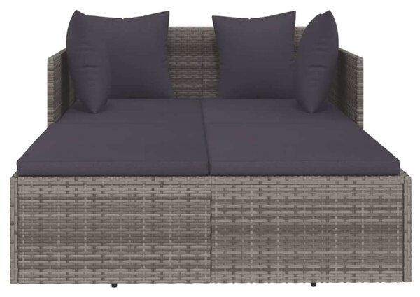 VidaXL szürke polyrattan napozóágy párnával, 182 x 118 x 63 cm