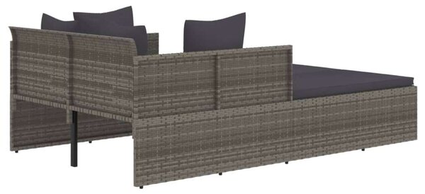 VidaXL szürke polyrattan napozóágy párnával, 182 x 118 x 63 cm