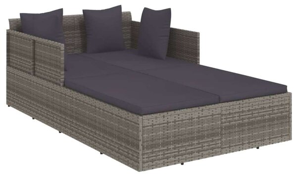 VidaXL szürke polyrattan napozóágy párnával, 182 x 118 x 63 cm