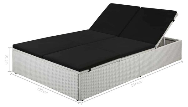 RelaxDays - Polyrattan Napozóágy - Fehér - 194x120cm