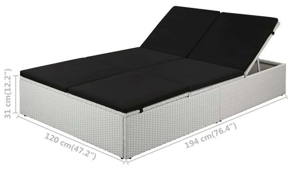 RelaxDays - Polyrattan Napozóágy - Fehér - 194x120cm