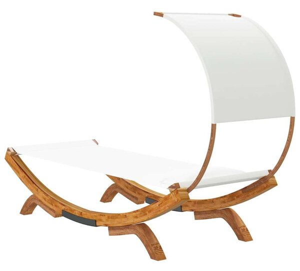 VidaXL Fa Napozóágy Baldachinnal - Krémszínű - 200cm