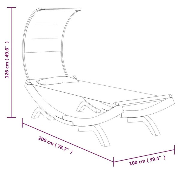 VidaXL Fa Napozóágy Baldachinnal - Krémszínű - 200cm