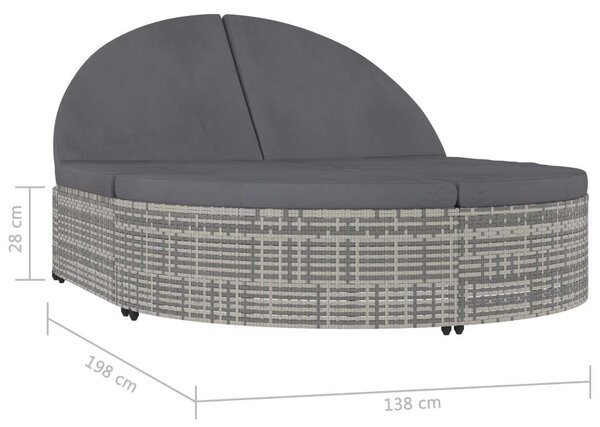 VidaXL Kertbútor - Kétszemélyes Napozóágy - PE Rattan - 198x138 cm