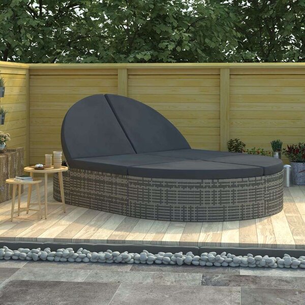 VidaXL Kertbútor - Kétszemélyes Napozóágy - PE Rattan - 198x138 cm