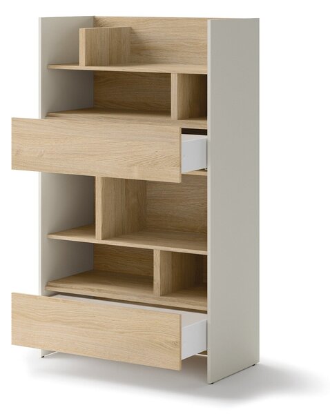 Könyvespolc Concept Lenart X, Fiókokkal, Nyitott, Laminált forgácslap, 158x92x46cm, Tölgy, Kasmír