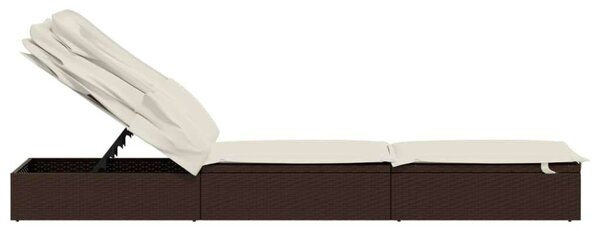 VidaXL Napozóágy - Polyrattan - Barna - 213x63x97 cm