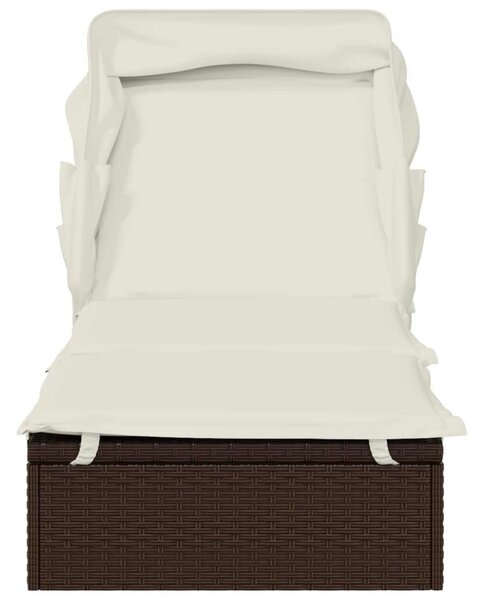VidaXL Napozóágy - Polyrattan - Barna - 213x63x97 cm
