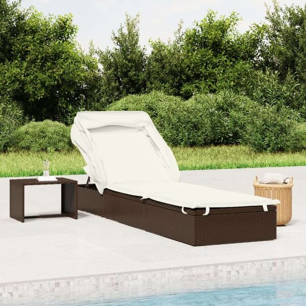 VidaXL Napozóágy - Polyrattan - Barna - 213x63x97 cm