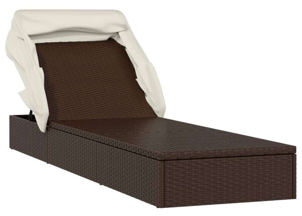VidaXL Napozóágy - Polyrattan - Barna - 213x63x97 cm