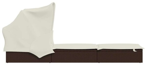 VidaXL Napozóágy - Polyrattan - Barna - 213x63x97 cm