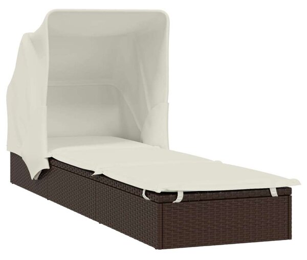 VidaXL Napozóágy - Polyrattan - Barna - 213x63x97 cm