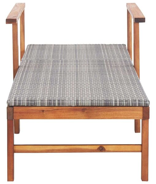 VidaXL Napozóágy - Szürke Polyrattan - Akácfa - 200cm
