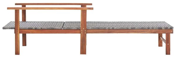 VidaXL Napozóágy - Szürke Polyrattan - Akácfa - 200cm