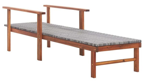 VidaXL Napozóágy - Szürke Polyrattan - Akácfa - 200cm