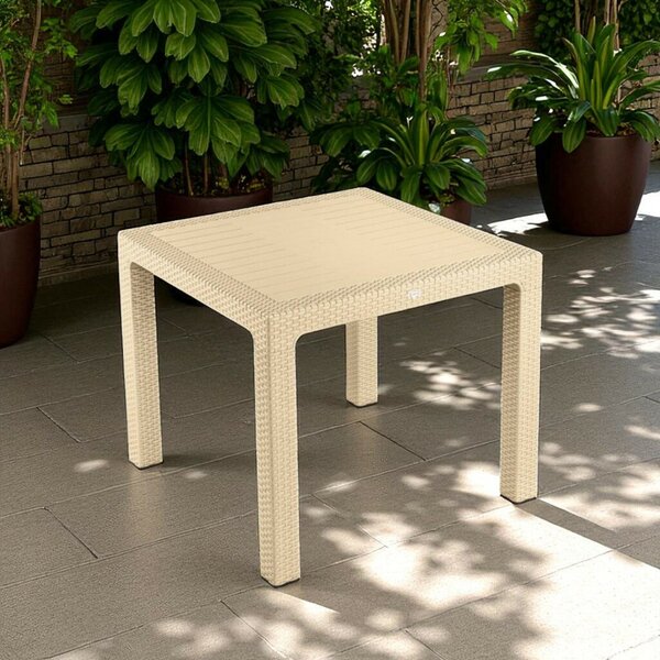 Rattan kerti asztal 90x90 cm - cappuccino színben