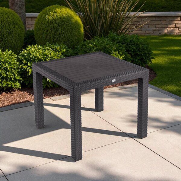 Rattan kerti asztal 90x90 cm - barna színben