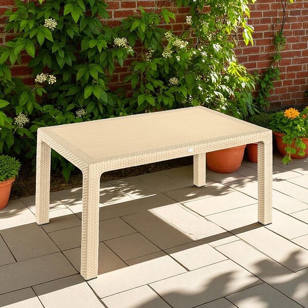 Rattan kerti asztal 150x90 cm - cappuccino színben