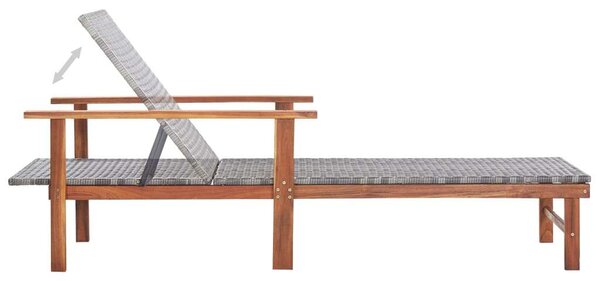 VidaXL Napozóágy - Szürke Polyrattan - Akácfa - 200cm