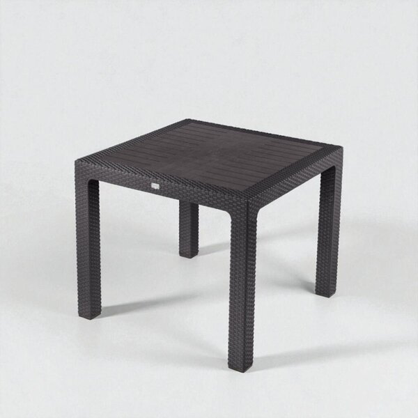 Rattan kerti asztal 90x90 cm - barna színben