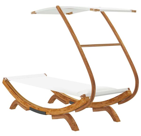 VidaXL Fa Napozóágy Baldachinnal - Krémszínű - 190cm