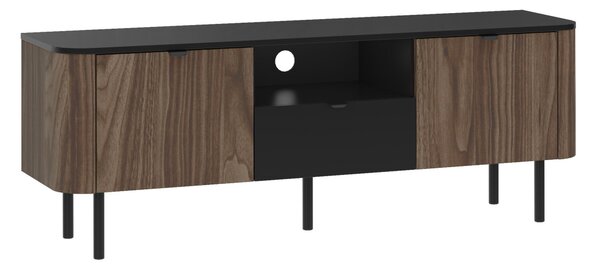 TV-állvány Epulos I, Közepes sűrűségű farostlemez, Laminált forgácslap, 55x151x39cm, Dió, Fekete