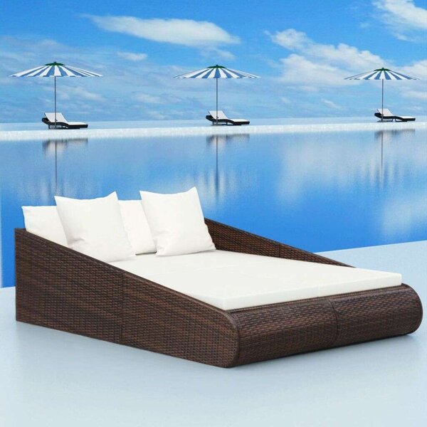 VidaXL Barna polyrattan kerti ágy 201 x 139 cm