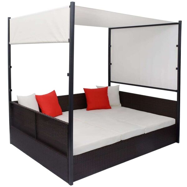 Polyrattan Napozóágy - 2 Fő - 190x130 cm