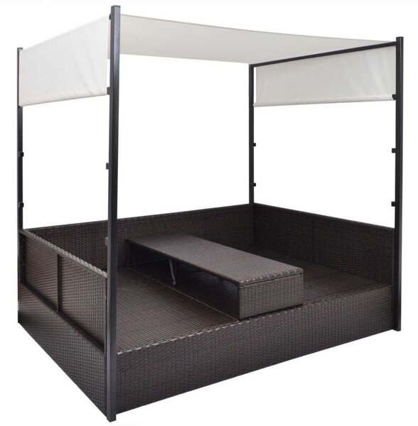 Polyrattan Napozóágy - 2 Fő - 190x130 cm