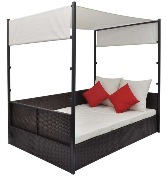 Polyrattan Napozóágy - 2 Fő - 190x130 cm