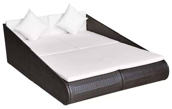 VidaXL Barna polyrattan kerti ágy 201 x 139 cm