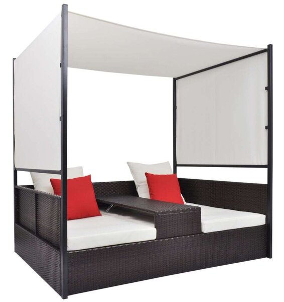 Polyrattan Napozóágy - 2 Fő - 190x130 cm