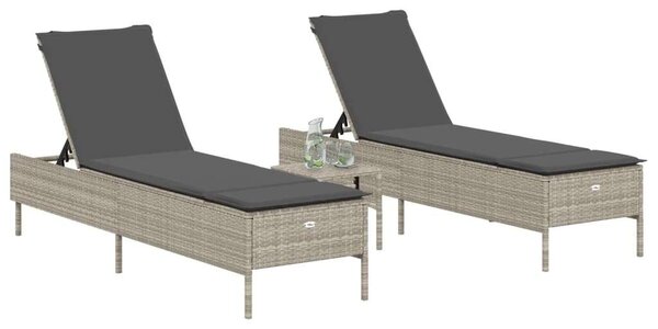 VidaXL Polyrattan Napozóágy Szett - 2 Foteles