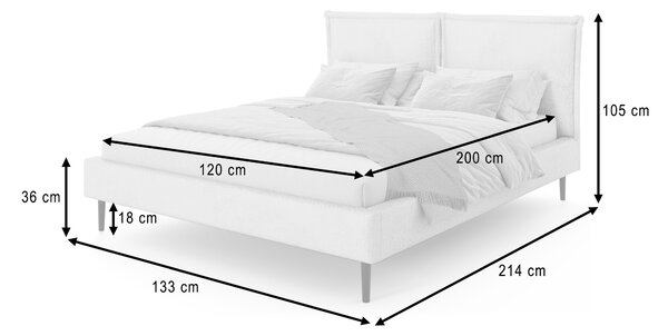 AVENA kárpitozott egyszemélyes ágy 120x200 - fehér