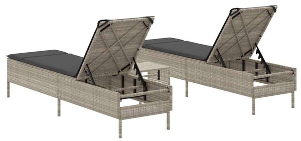 VidaXL Polyrattan Napozóágy Szett - 2 Foteles