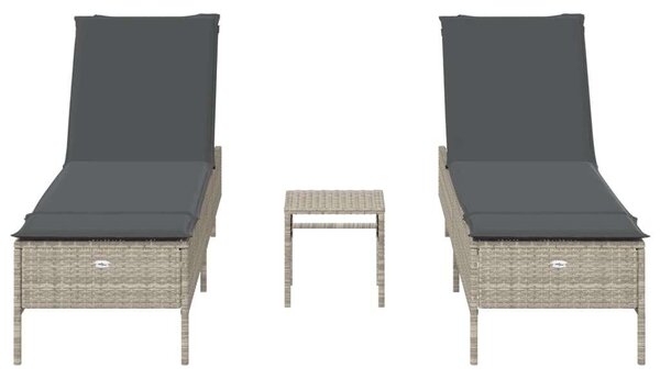 VidaXL Polyrattan Napozóágy Szett - 2 Foteles