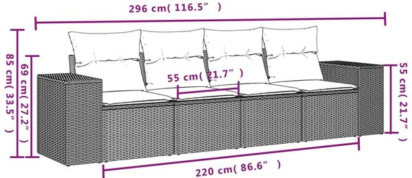 VidaXL Polyrattan Kerti Ülőgarnitúra - 4 részes - Bézs