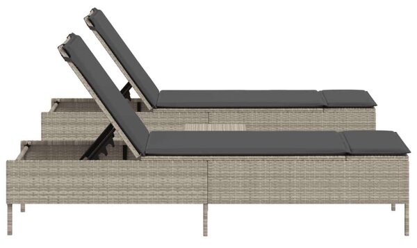 VidaXL Polyrattan Napozóágy Szett - 2 Foteles