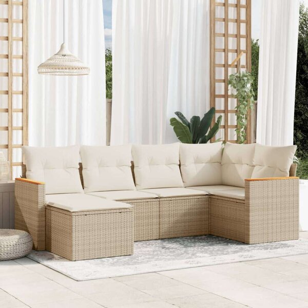 VidaXL Polyrattan Kerti Ülőgarnitúra - 6 részes - Bézs