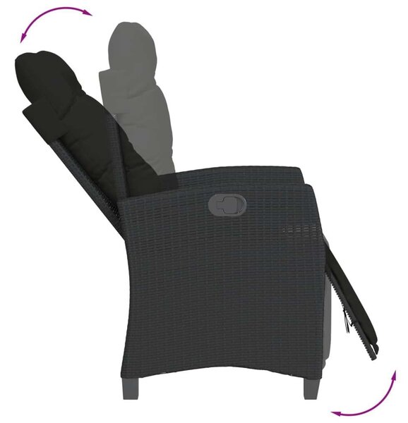 VidaXL 5 részes fekete polyrattan kerti étkezőgarnitúra párnákkal