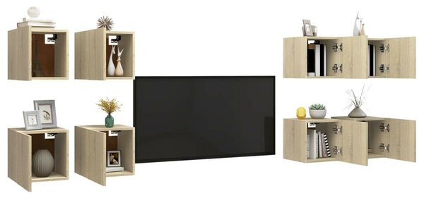 8 db sonoma tölgy falra szerelhető TV-szekrény 30,5x30x30 cm